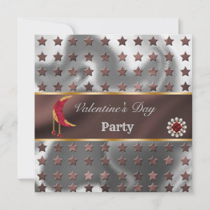 Invitation Parties scintillant or argent cuivre lune rouge Va