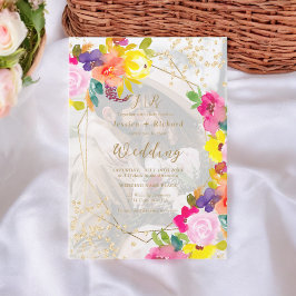 Invitation Parties scintillant or boho bold floral 2 photos m