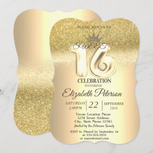 Invitation Parties scintillant or Bokeh, Tiara, Sweet 16 Part