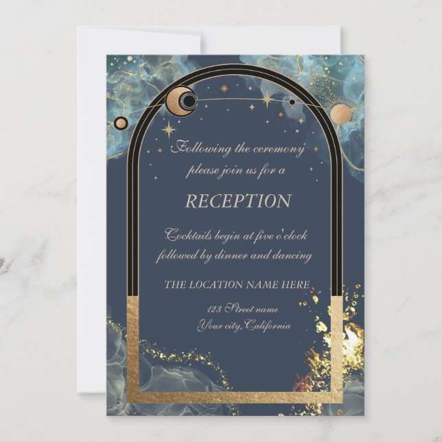 Invitation Parties scintillant or céleste Sun Moon Gold (Devant)