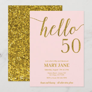Invitation Parties scintillant Or Cinquantième anniversaire B