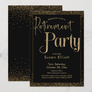Invitation Parties scintillant or de la partie de retraite su