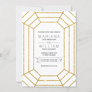 Invitation parties scintillant or diamant Abstrait mariage bl