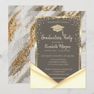 Invitation Parties scintillant or élégant Brush Stroke Gradua