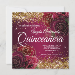 Invitation Parties scintillant or étincelante Bourgogne Rose 