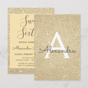 Invitation Parties scintillant or étincelle Sweet sixteen ann