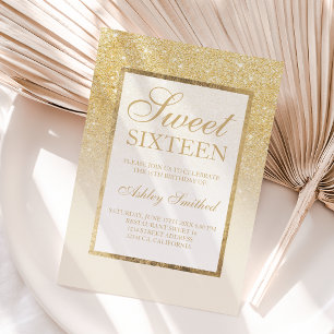 Invitation Parties scintillant or ombre ivoire élégant Sweet 