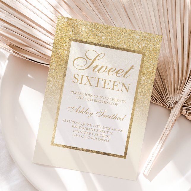 Invitation Parties scintillant or ombre ivoire élégant Sweet  (Créateur téléchargé)