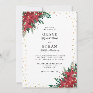 Invitation Parties scintillant or Poinsettia Florals Mariage 