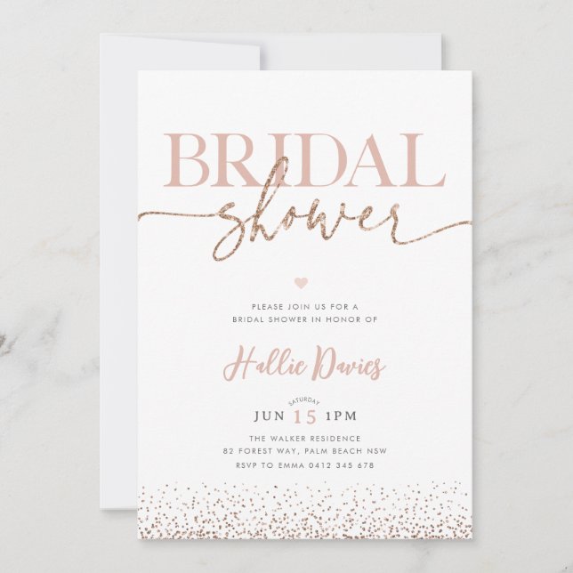 Invitation Parties scintillant or Rose Blush  jolie Fête des  (Devant)