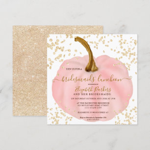 Invitation Parties scintillant or rose citrouille aquarelle d