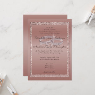 Invitation Parties scintillant or rose et anneaux Mariage arg