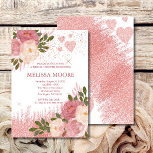 Invitation Parties scintillant Or rose Et Fête des mariées Gl