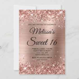 Invitation Parties scintillant or rose et huile sucrée 16 Mon