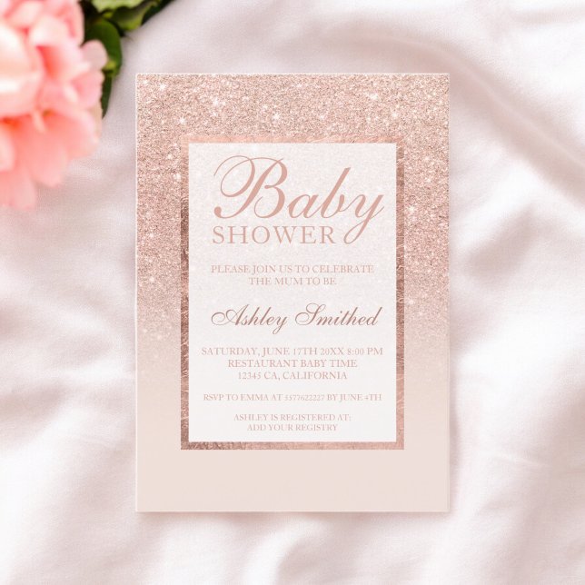 Invitation Parties scintillant or rose Faux élégant Baby show (Faux rose gold glitter elegant chic Baby shower Invitation)