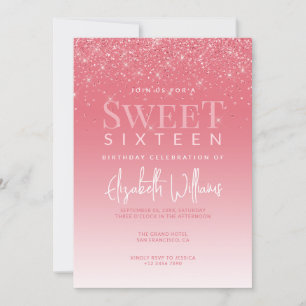 Invitation Parties scintillant or rose Glam Sweet sixteen Ann