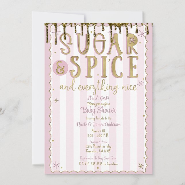 Invitation PARTIES SCINTILLANT or SUCRE & ÉPICE Baby shower r (Devant)