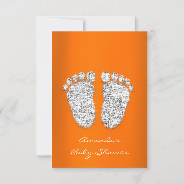Invitation Parties scintillant Orange Silver bébé garçon fill (Dos)