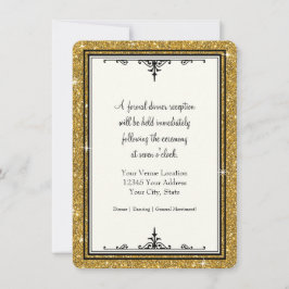 Invitation Parties scintillant ornementale or rayé classique 