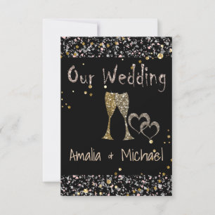 Invitation Parties scintillant paillettes coupe champagne coe