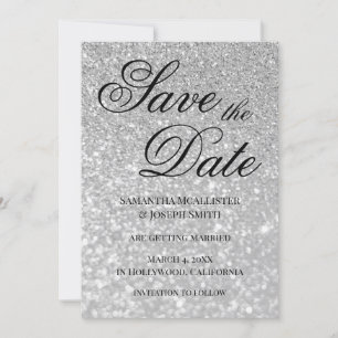 Invitation Parties scintillant Pale Silver Bokeh Enregistrer 