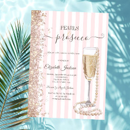 Invitation Parties scintillant Perles & Prosecco Pink StripeD