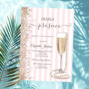 Invitation Parties scintillant Perles & Prosecco Pink StripeD