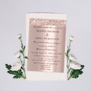 Invitation Parties scintillant pétillante Rose or élégante Pa
