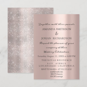 Invitation Parties scintillant pétillante Rose or mariage élé
