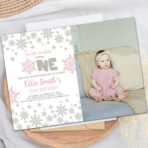 Invitation Parties scintillant photo rose Hiver ONE derland A