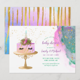 Invitation Parties scintillant Pink or Unicorn BABY SHOWER de