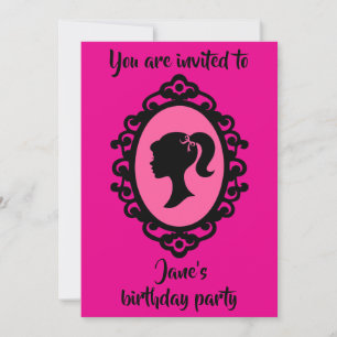 Invitation Parties scintillant Poupée Anniversaire rose Glam 