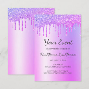 Invitation Parties scintillant pourpre Douce 16 Fêtes des mar