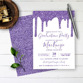 Invitation Parties scintillant pourpre étincelante gouttes de