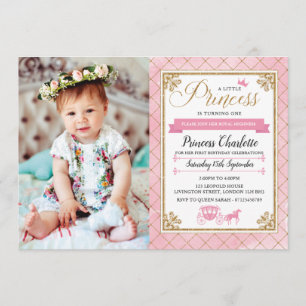 Invitation Parties scintillant Princesse 1er anniversaire Inv