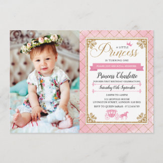 Invitation Parties scintillant Princesse 1er anniversaire Inv