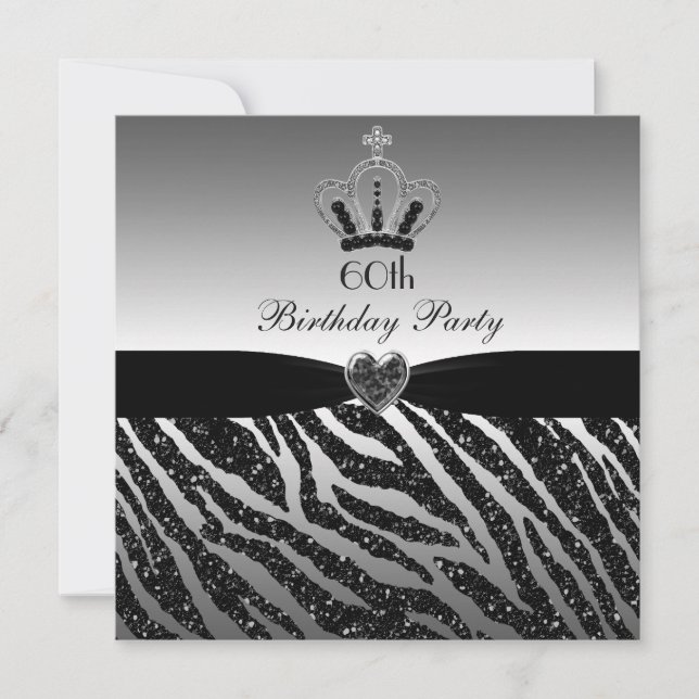 Invitation Parties scintillant princesse Crown Zebra 60e anni (Devant)