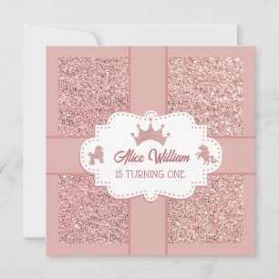 Invitation Parties scintillant princesse rose douce pétillant