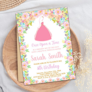 Invitation Parties scintillant Princesse Rose Princesse Invit