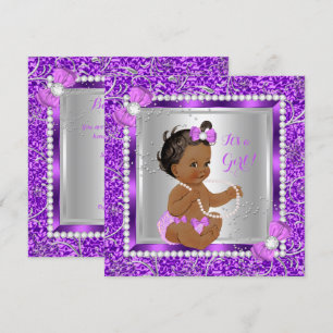 Invitation Parties scintillant Purple Argent Baby shower fill