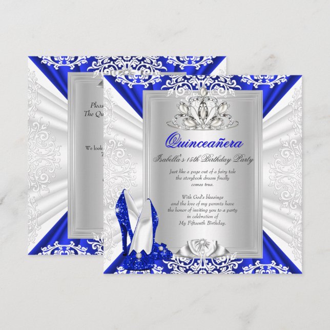 Invitation Parties scintillant Quinceanera 15e anniversaire R (Devant / Derrière)