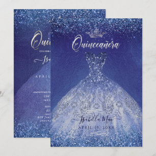 Invitation Parties scintillant Quinceanera Blue Ombre Gown
