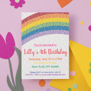Invitation Parties scintillant Rainbow Party Invitation, Rain