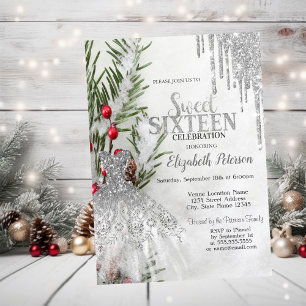 Invitation Parties scintillant, Robe Pine Arbre Douce à neige
