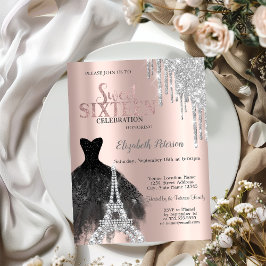 Invitation Parties scintillant, Robe, Tour Eiffel Sweet 16