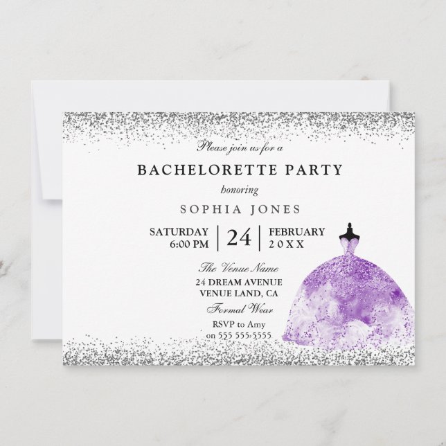 Invitation Parties scintillant Robe violette  Bachelorette in (Dos)