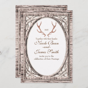 Invitation Parties scintillant rose Antlers rustiques Invitat