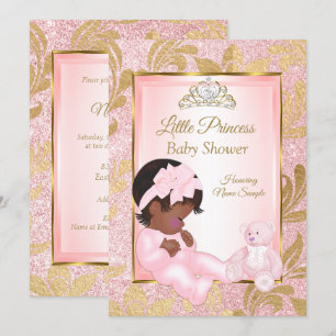 Invitation Parties scintillant rose Baby shower d'or Ours eth