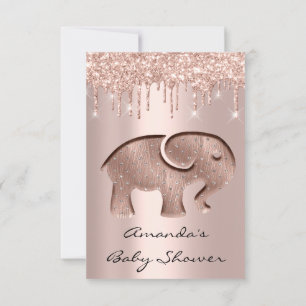 Invitation Parties scintillant Rose Baby shower Elephant Nou