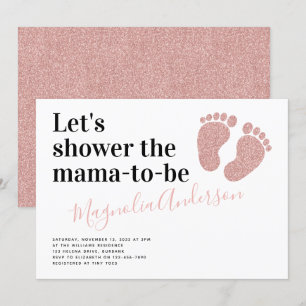 Invitation Parties scintillant rose Baby shower pieds bébé